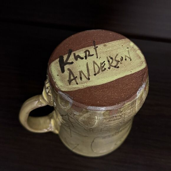 Kurt Anderson Studio Pottery Robot Coffee Mug Cup Penland Gallery “Try Harder” - Picture 8 of 8